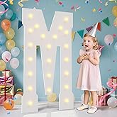 4FT Marquee Light Up Letters, Marquee Letters M, Pre-Cut Foam Board Set Can Be Used for Birthday Party Grad Prom Party Decoration Wedding Event Baby Shower