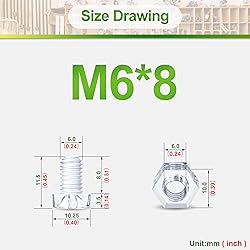 Pzsmocn 60 Pieces/30 Sets M6*8 mm PC Transparent