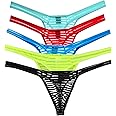 ONEFIT Men's Striped Briefs Mesh Translucent Thongs Low Waist Briefs U Convex New T Pants…