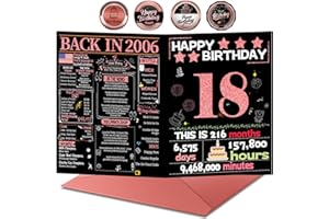 Joycard 18th Birthday Card with Envelope, 18th Birthday Decorations for Girls, 18th Birthday Gifts for Daughter, Happy Birthday Cards for 18 Year Old Granddaughter, Funny Gift Idea, Back in 2006