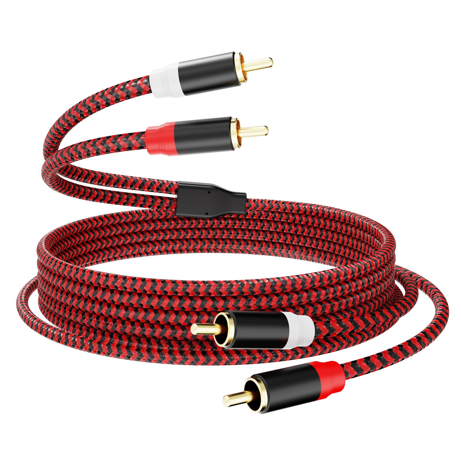 Jelly Tang RCA Cable 15M,2Rca Male to 2-Rca Male Stereo Subwoofer Cable [Hi-Fi Sound] Nylon-Braided Auxiliary Cord for Home Theater,Hi-Fi Systems,and more(50Ft/15M)
