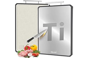 Titanium Cutting Board, Dual Sided Non-Toxic Cutting Boards, Food-Grade Metal and Plastic Chopping Board with Juice Groove fo