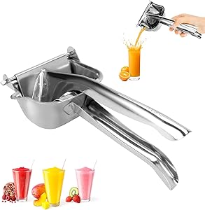 LINGSFIRE Manual Juicer, Stainless Steel Fruit Juicer Hand Press Squeezer Detachable Hand Juicer for Fruits, Lemon Juice, Orange Juice, Grape Juice, Etc