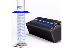 JOLABEAR Graduated Cylinder 1000ml, Borosilicate 3.3 Glass Single Pack with Anti-Tip Ring, EVA Foam Secured, ISO/ASTM Compliant, Hexagonal Base