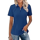 LOMON Womens Golf Polo Shirts Summer Short Sleeve 1/4 Zip Tops Moisture Wicking Casual Tennis Activewear with Pockets