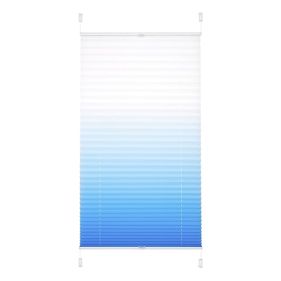 JalousieCrew Klemmfix Plissee mit Farbverlauf Farbe Azur blau - Breite 40 bis 120 cm, Länge 130 cm und 210 cm - Klemm - Rollo