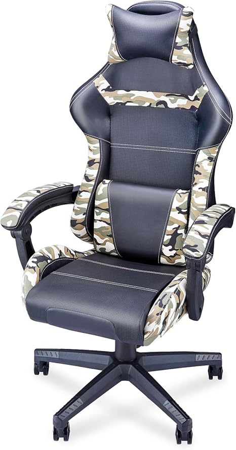 Amazon Com Camouflage Gaming Chair Camo Computer Video Game Chairs Office Chair Big And Tall Adjustable Armrest Comfortable Carbon Fiber Pu Leather With Headrest Lumbar Support For Men Boys Adults Teens Kids Ps4 Kitchen Dining