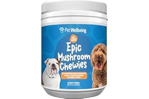 Pet Wellbeing Epic Mushroom Chewies for Dogs - Vet-Formulated - Immune Support, Cognitive Health, Adaptogenic Stress Support 