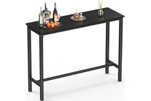 Mr IRONSTONE Bar Table, 47" Pub High Top Rectangular Height Sofa Console Dining Coffee Table, for Narrow Space, Living Room, Sturdy Metal Frame, Easy to Set Up, Black