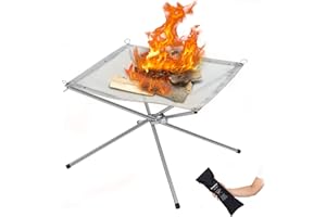 KingCamp Fire Pits for Outside, Halloween Bonfire Stand with Stainless Steel Mesh Collapsible Wild Travel Wood Burning Accessories, Portable Campfire for Autumn Camping