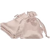 PATIKIL 3 x 4 Inch Satin Bags with Drawstring, 6 Pcs Silk Drawstring Gift Bag Wedding Favor Pouch for Jewelry Candy Christmas Party Graduation Birthday Easter, Champagne