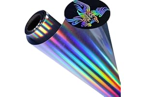 Holographic HTV Vinyl Rolls Metallic iron on Silver Vinyl Holographic Heat Transfer Vinyl 12 Inch x 7 Feet Iron on Vinyl for 