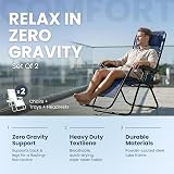 Straame Zero Gravity Chairs Set of 2 Folding Sun Loungers Navy view 2