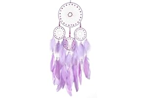 HOLSM-III Lilac Dream Catchers - Goose Feather with Luxury Pearl, Natural Leather, Handmade Large Dreamcatcher for Bedroom, Dream Catcher for Girls, Dream Catchers for Boys, Dream Catcher Wall Decor
