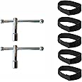 Alesis Assembly Rack Tool 2 Pack - Sliding Bar Drum Head Tuning Key and Silverline Audio 5 Pack Drum Cable Wrap Bundle
