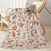 Duduho Cute Forest Animals Bed Blanket Ultra Soft Squirrel Mouse Deer Fox Hare Hedgehog and Birds Throw Blankets All Season Warm Light Weight Cozy Plush Blankets for Home Bedroom Sofa Travel, 40"X50"