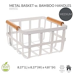 Simplify Square Metal Storage Basket with Bamboo
