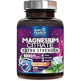 Magnesium Citrate Capsules 1000mg - Max Absorption Magnesium Powder for Muscle, Nerve, Bone and Heart Health Support, High Absorption Citrate Complex, Gluten Free, Non-GMO - 240 Capsules