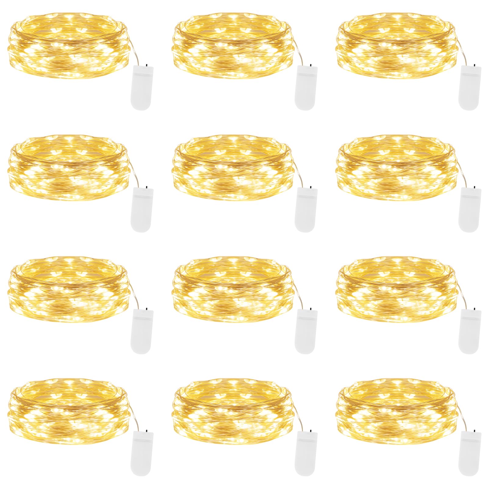 Photo 1 of Lakumu 12-Pack Fairy Lights Battery Operated Twinkle Lights-7FT 20LEDs String Lights, Waterproof Battery Powered Firefly Lights for Crafts Bedroom Wedding Christmas Party Reception Centerpiece Table