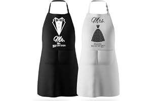 Mr & Mrs Aprons for Couple Gift-Anniversary,Bridal Shower,Wedding,Engagement,Christmas Gifts for Couple,Kitchen Gift Set