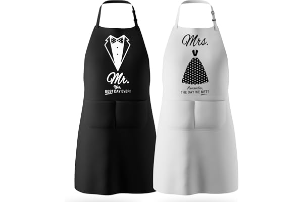 Mr & Mrs Aprons for Couple Gift-Anniversary,Bridal Shower,Wedding,Engagement,Christmas Gifts for Couple,Kitchen Gift Set