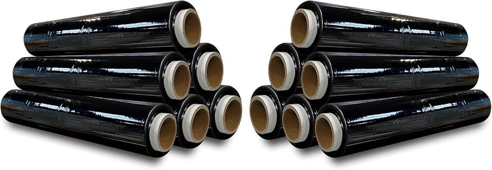 JeeJaan 36 Rolls Black Pallet Wrap 400mm x 250m 20mu Tear Resistant