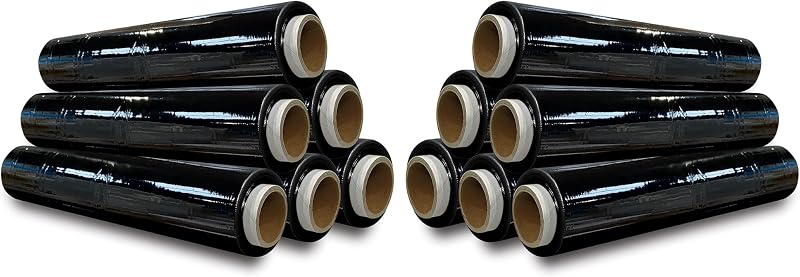 JeeJaan 36 Rolls Black Pallet Wrap 400mm x 250m 20mu Tear Resistant