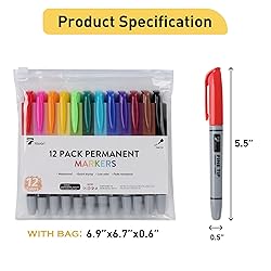12 Permanent Markers - Assorted Colors Drawing