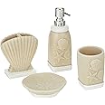 Sweet Home Collection Bathroom Accessories Unique Collections Modern Classic Contemporary Decorative Beautiful Designs Bath Shower Tub Décor, 4 Piece Set, Coastal