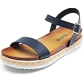 DREAM PAIRS Women’s Open Toe Ankle Strap Espadrille Casual Flatform Platform Wedge Sandals