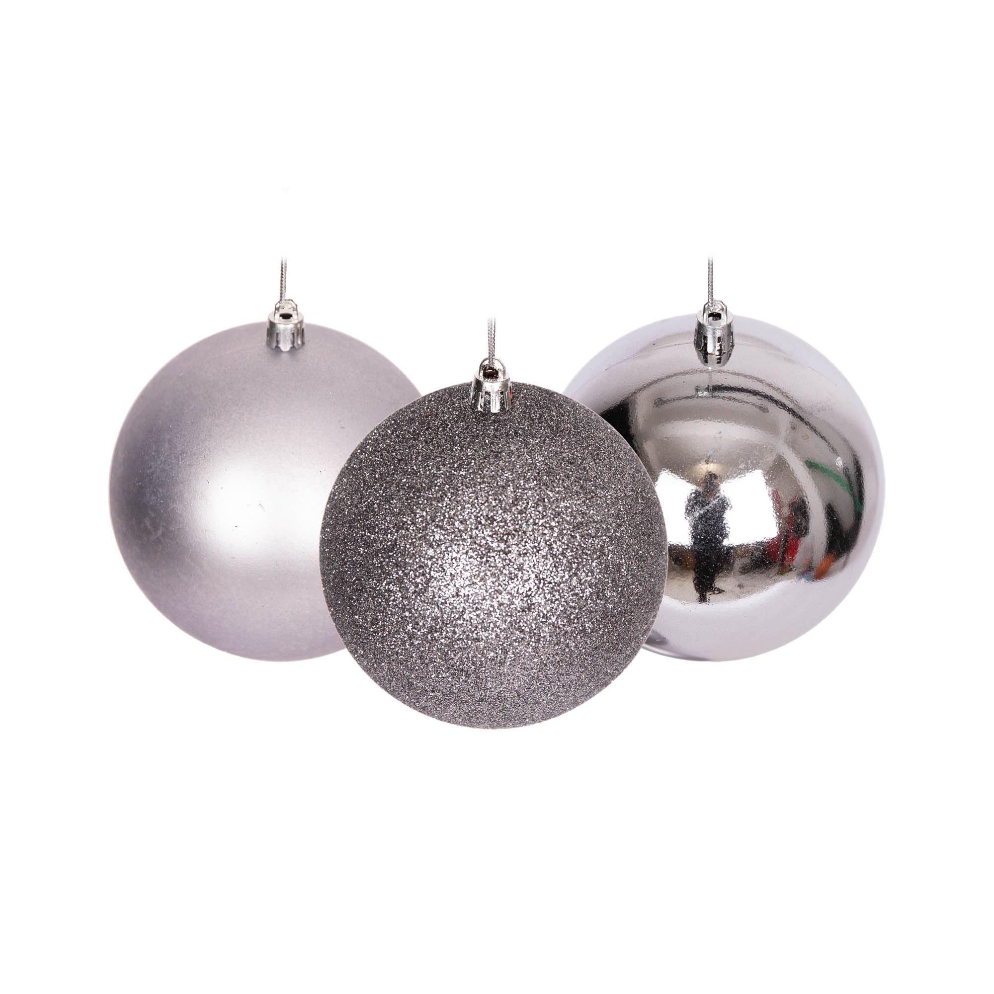 60mm/18Pcs Christmas Baubles Shatterproof Mid Grey, Christmas Tree Decorations Ball Ornaments Balls Xmas Hanging Decorations Holiday Decor - Shiny,Matte,Glitter