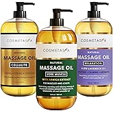 Cosmetasa Massage Oil Set - Arnica & Peppermint Sore Muscle Relief, Cellulite & Lavender Body Massage Oils - Gua Sha Therapy