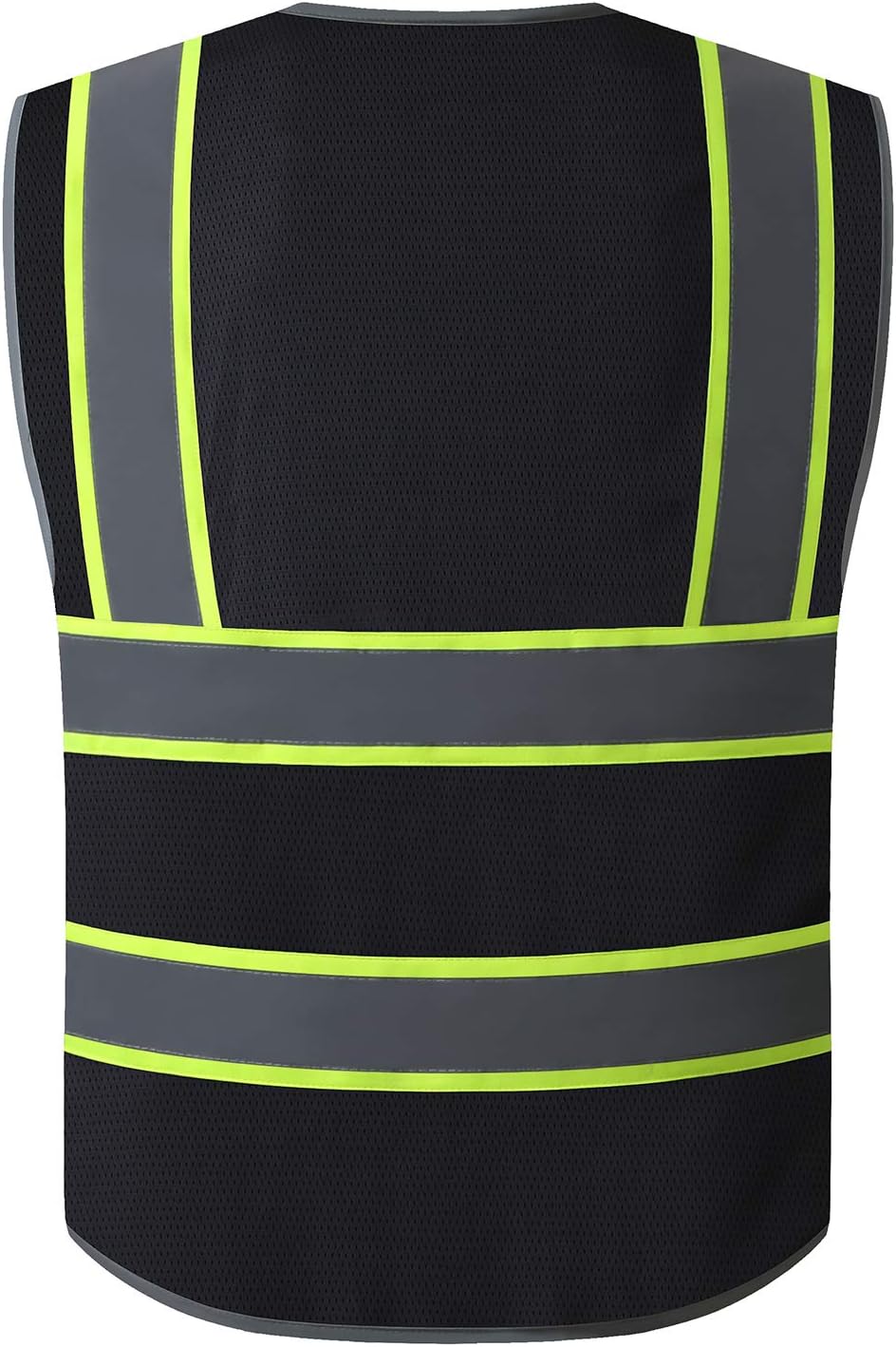 UNINOVA High Visibility Safety Vest - Multi Pockets Reflective Mesh Breathable Workwear, ANSI/ISEA Standards (Medium, Black Mesh-02) - - 