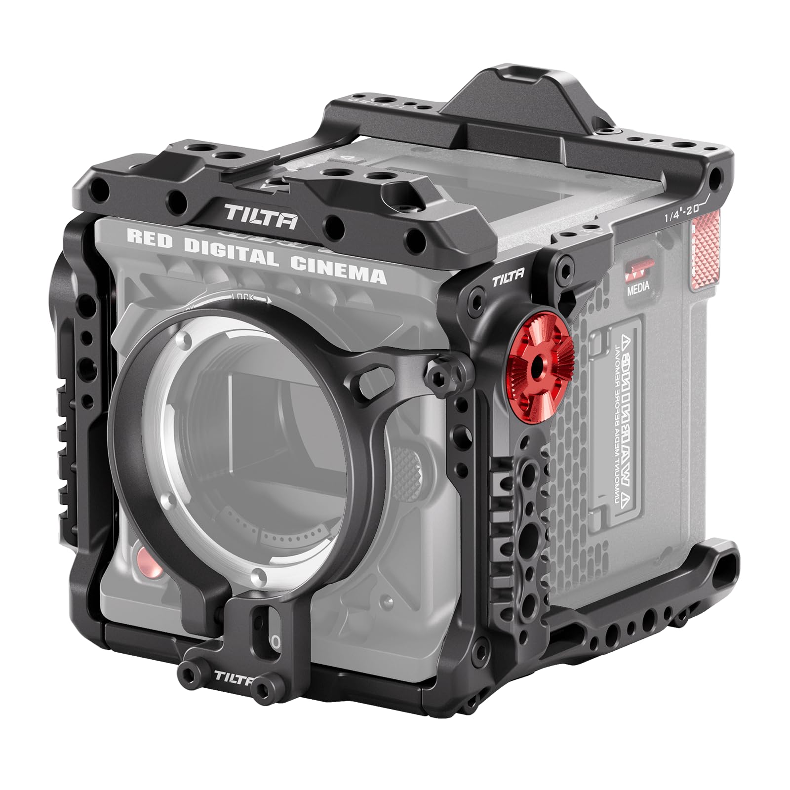 Tilta Full Camera Cage Compatible with RED KOMODO-X with Lens Adapter Support and Quick Release Baseplate – Black TA-T53-FCC-B