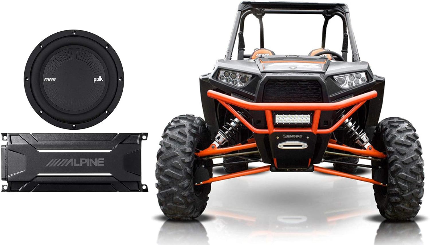 Amazon Co Jp Polk Audio Mm842dvc 8インチ 750w サブウーファーサブ アルパインモノアンプrzr Atv Utv用 車 バイク