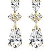 SBLING Cubic Zirconia Teardrop Earrings Wedding Earrings for Brides Bridesmaids, Bridal Dangle Earrings, Teardrop Crystal Drop earrings for Women Jewelry Gifts