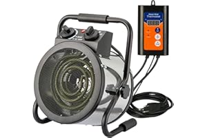 NOARIXA Greenhouse Heater with Digtal Thermostat, 1500W Electric Greenhouse Heaters, Fast Heating with Overheat Protection, Grow Tent Heater for Green House, Outdoor, Patio, Flower Room, Sliver