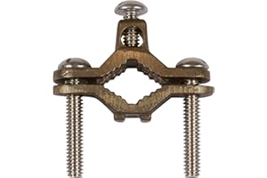 Morris Products 90629 Ground Pipe Clamp, For Direct Burial, 1/2 - 1" Water Pipe Range, 2 -10 Wire Range, 1/4 - 2/0 Screw Thread (3)