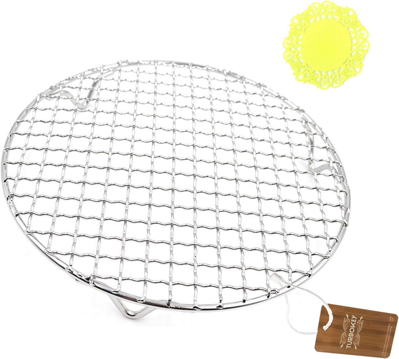 Wire Baking Rack for Airfryer/Oven/Sheet Pan with Legs Dia 9.8" Multi-Purpose Round Cooling Cooking Rack Stainless Steel Barbecue Rack/Carbon Baking Net/Grill/Pan Grate (250mm/9.8")
