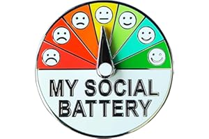 Arturbo For Social Battery Pin,My Social Battery Creative Cool Introvert Lapel Pin,360° Rotation Creative Fun Enamel Emotional Pins Emotion Mood Expressing Pins 7 days a week Brooch for Backpack Hat