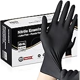 Schneider Nitrile Exam Gloves, Black Latex Free Powder Free Disposable Gloves for Medical, Cooking, Cleaning, and Food Prep