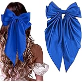 STGDAK Hair Bows Classic Bow Clips Royal Blue Ribbon Bow Barrettes Large Bowknot Clip Satin Bowknot French Barrette Long Tail Cute Hair Accessories For Women Girls Back To School