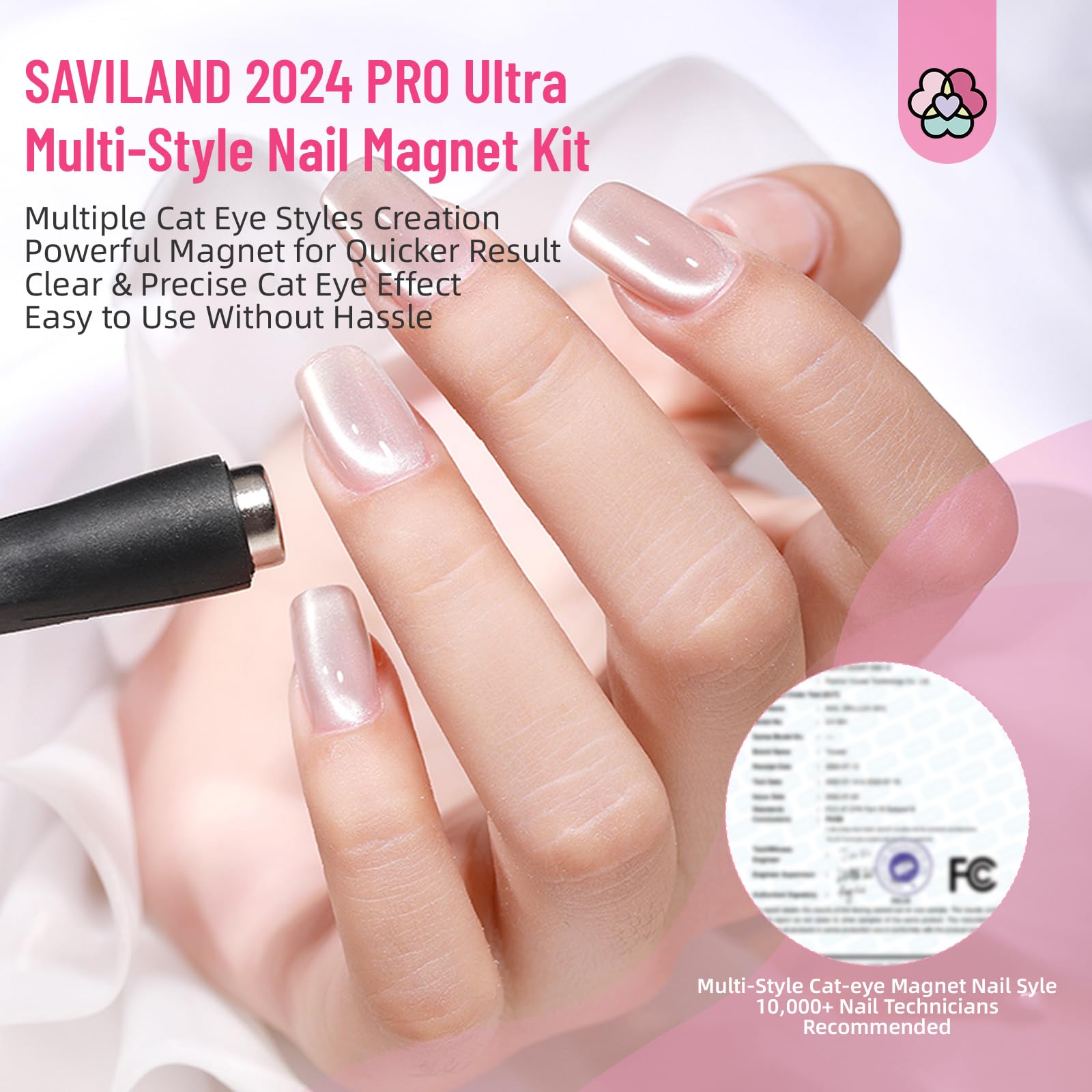 SAVILAND Cat Eye Polish Magnet Set 2024 5 in 1 Multi-Function Cat Eye Nail Magnet for Nails Easy Use Magnet Tool for Gel Nail Polish 3D Magnetic Stick Cat Eye Gel Polish Nail Salon Art Kit Gift Set - Image 6