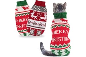 BWOGUE 2 Packs Cat Christmas Sweater Christmas Dog Sweaters Pet Cat Winter Knitwear Warm Clothes Pet Reindeer Snowflake Pet Sweaters for Kittys and Small Dogs