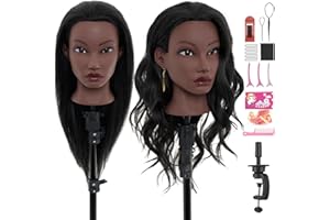 NEVERLAND BEAUTY & HEALTH 20" Mannequin Head Human Hair,100% Real Hair Mannequin Head,Cosmetology Mannequin Doll Head for Practice Braiding Hairstyling with Table Clamp&Braiding Set