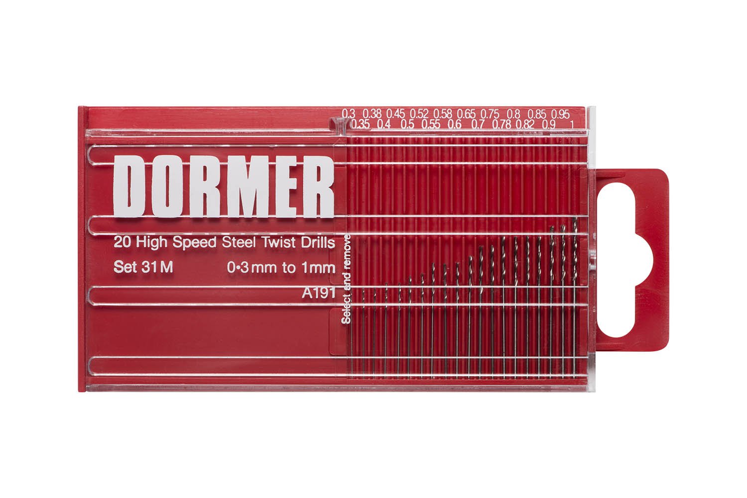 Dormer A191231M HSS High Speed Steel Jobber Drill Bits with 118 Degree Standard Point, Set of 20