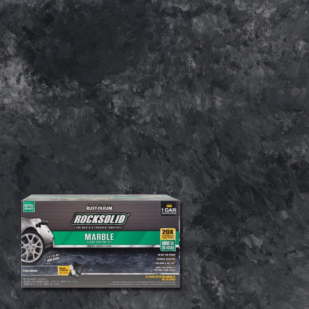 Rust Oleum 306320 Rocksolid Marble Floor Coating Kit Gray Black