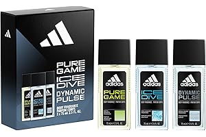 adidas Dynamic Pulse, Ice Dive, Pure Game Giftset, Natural Spray 2.5 fl oz, Notes of Rosemary, Lemon, Peppermint, and Grapefruit, Men's Fragrance, Long Lasting, Sporty Fragrance