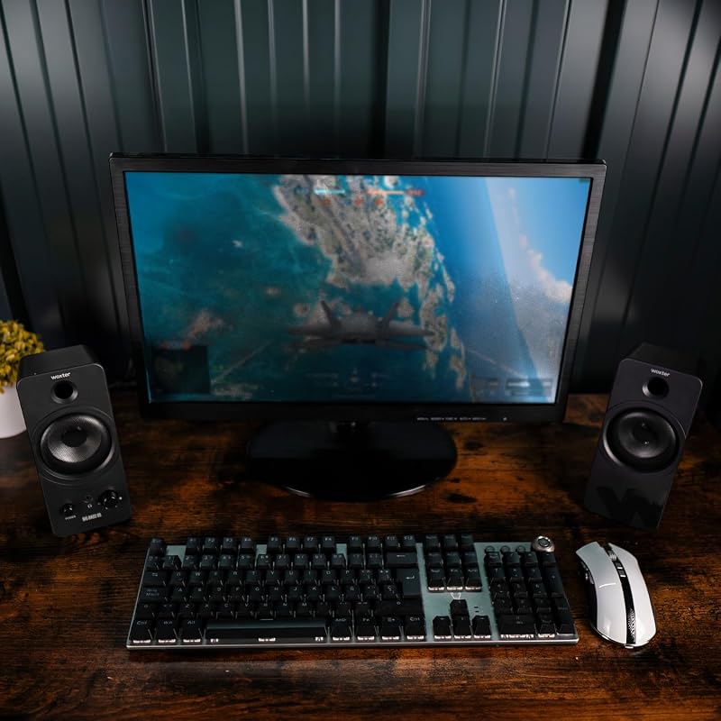 Big Bass 95 - Colunas multimédia estéreo, 20W, ligação potente, 3,5mm, botões e ligações AUX e auscultadores à frente, PC/Smartphones e consolas de jogos