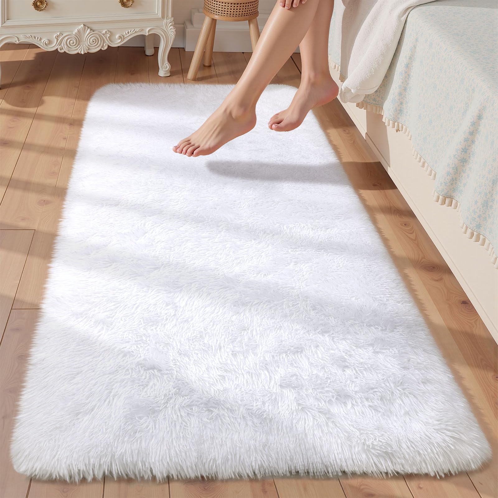 Sour Lemon Rugs Living Room 80x160cm, Runner rug for Bedroom, Washable Anti Slip Fluffy Rug Shaggy Soft Modern Floor Carpets Mat Beside Rugs for Kids Hallway Living Room